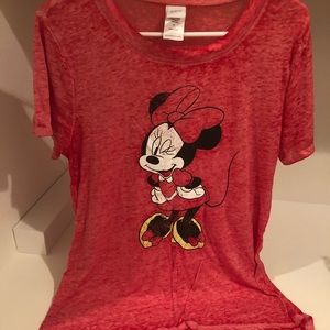 Red thin material Minnie Mouse top